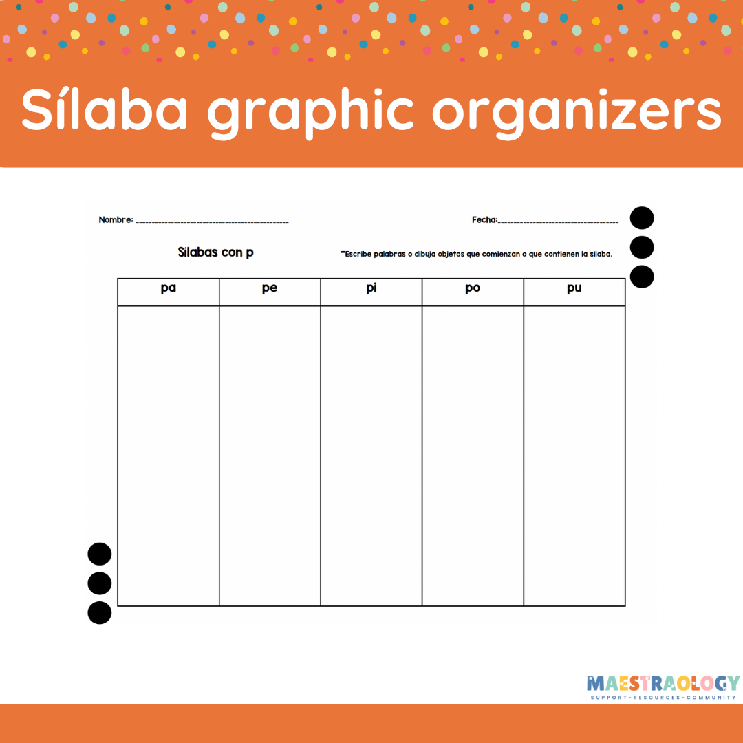 Sílaba Graphic Organizers
