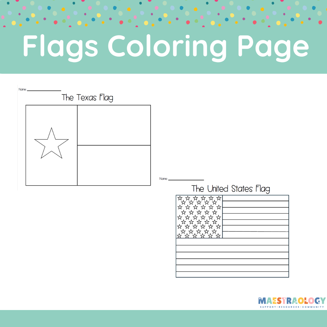 FREE- U.S & Texas Flag Coloring Pages