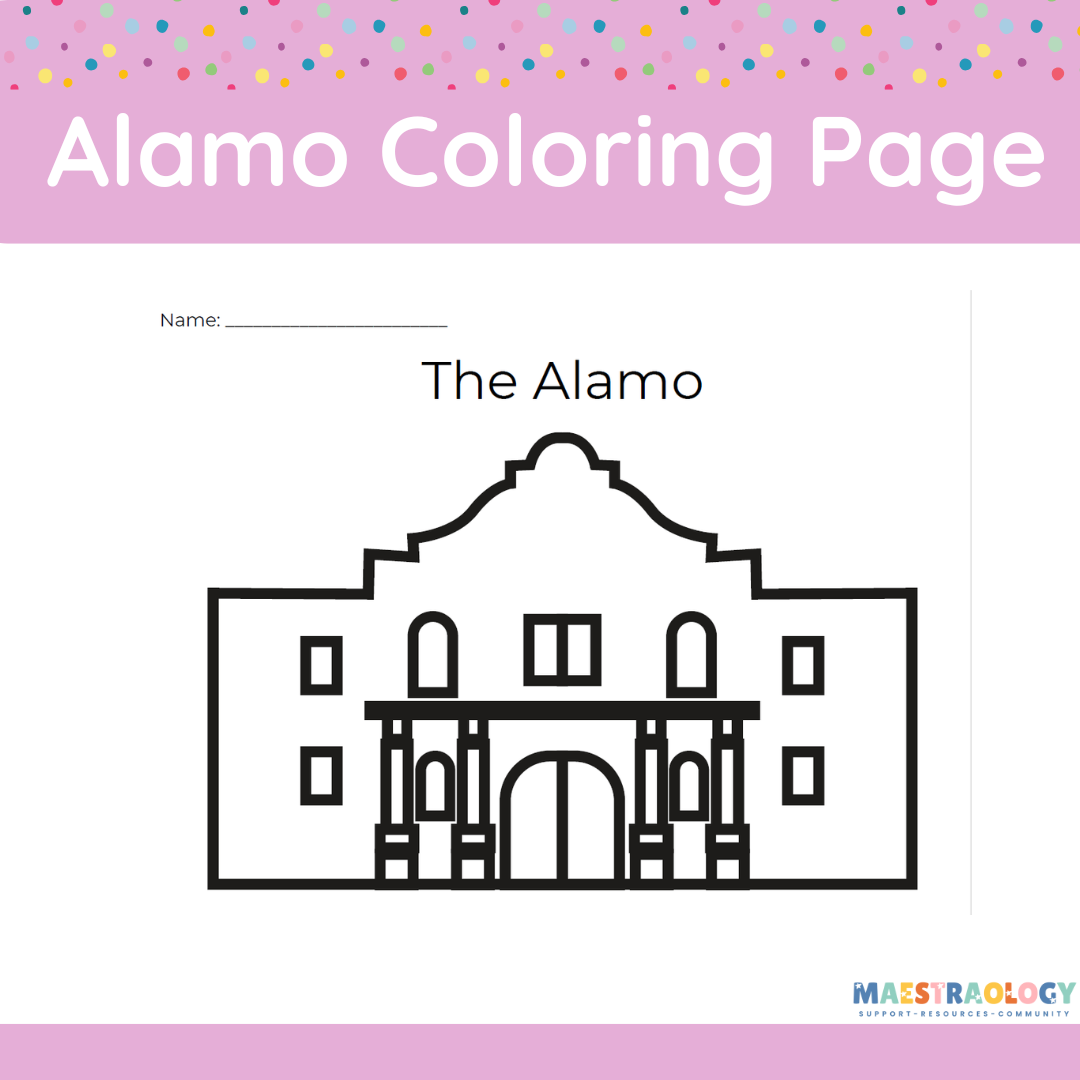 FREE- The Alamo Coloring Page
